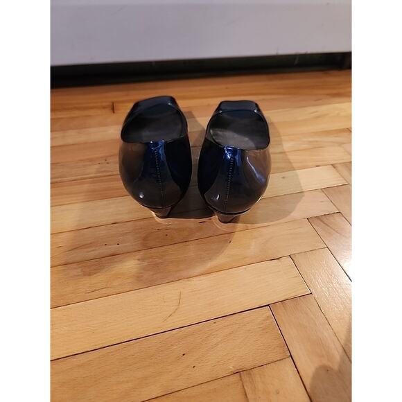 Cole Haan Blue Metallic Patent Leather Peep Toe Wedge 8B Air - Picture 4 of 8